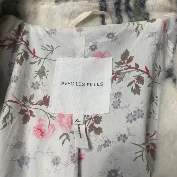 AVEC LES FILLES Cozy Plaid Zip Front Jacket Green/Ivory Size XL - Picture 3 of 9